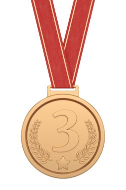 Beyaz arka planda bronz madalyalar. 3d illüstrasyon