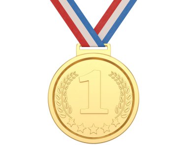 Beyaz arka planda izole edilmiş altın madalyalar. 3d illüstrasyon