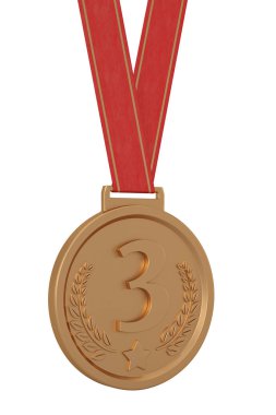 Beyaz arka planda bronz madalyalar. 3d illüstrasyon