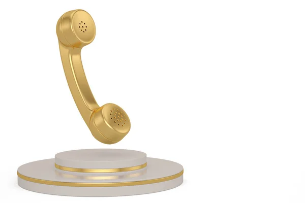 Golden phone handset  isolated on white background. 3d illustrat