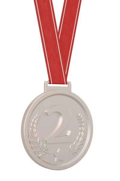 Medalhas de prata Isoladas em fundo branco. ilustração 3d — Fotografia de Stock