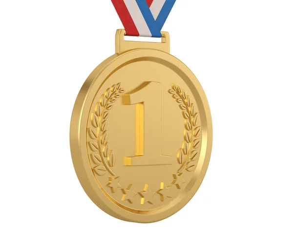 Medallas de oro Aisladas en fondo blanco. ilustración 3d —  Fotos de Stock
