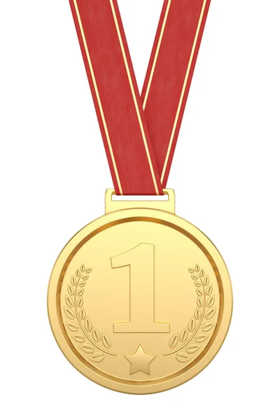 Guldmedaljer Isolerad i vit bakgrund. 3D-illustration — Stockfoto