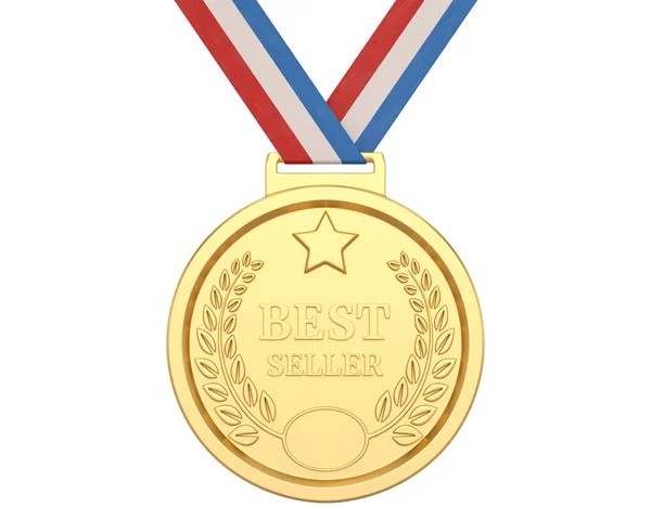 Medalhas de ouro Isoladas em fundo branco. ilustração 3d — Fotografia de Stock