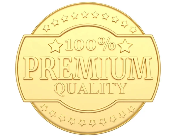Badge de luxe 100 produits de qualité supérieure Isolé dans un sac à dos blanc — Photo