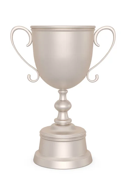 Zilver trophy cup geïsoleerd op een witte achtergrond. 3D illustratie — Stockfoto