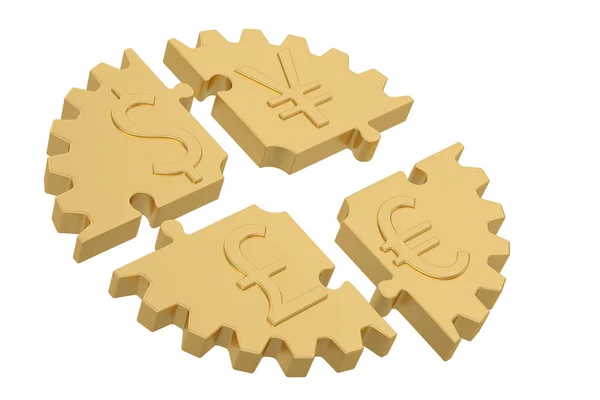 Gear puzzle isolated on white background. 3D illustration. — 스톡 사진