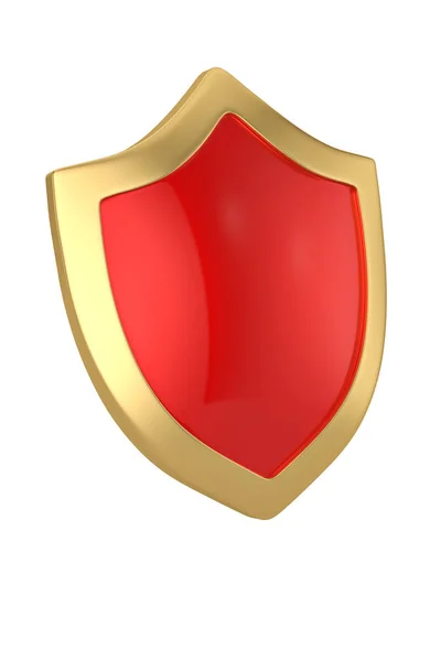 Escudo rojo aislado sobre fondo blanco. Ilustración 3D . —  Fotos de Stock