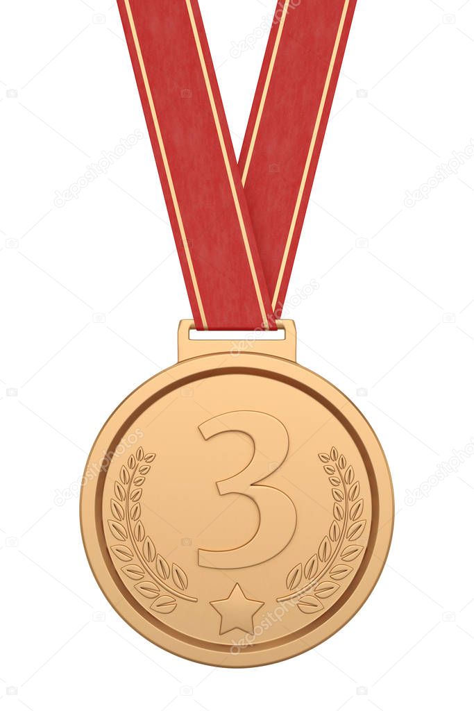 Bronze medals Isolated in white background.  3d illustration