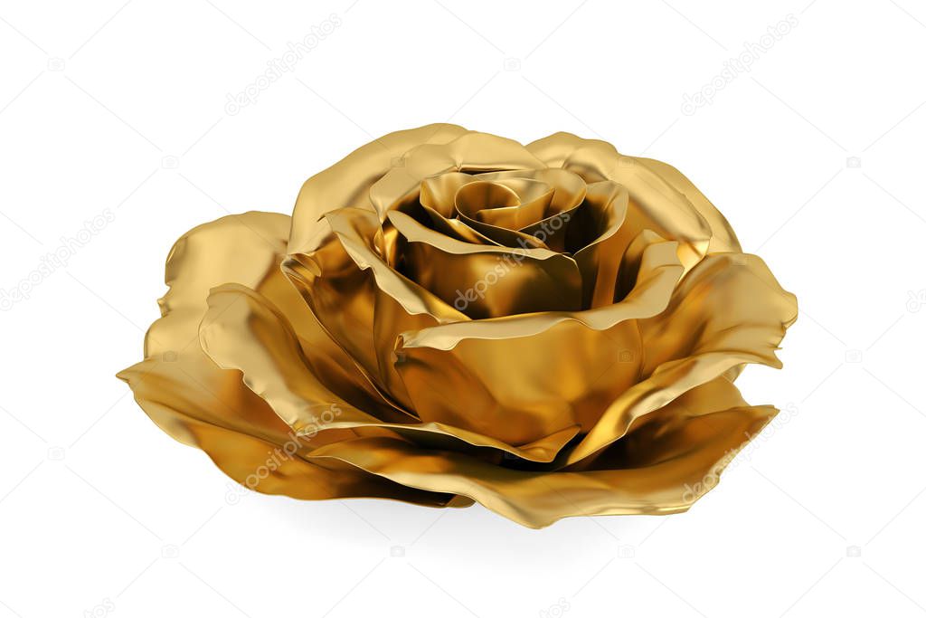 Metal rose  isolated on white background. 3D illustration.