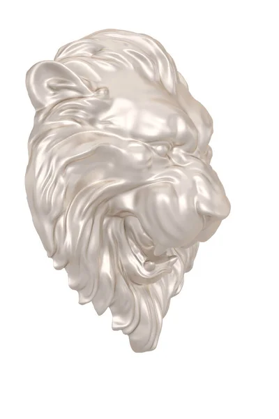 白い背景に隔離されたライオンの頭の3Dレンダリング — ストック写真