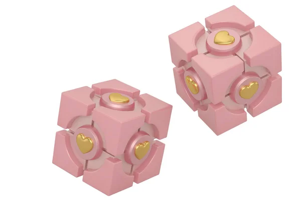 Hjärtblock kub block kub. isolerad på vit bakgrund — Stockfoto