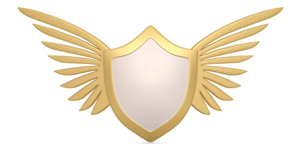 Golden wings and shield isolated on white background — Stock Photo, Image