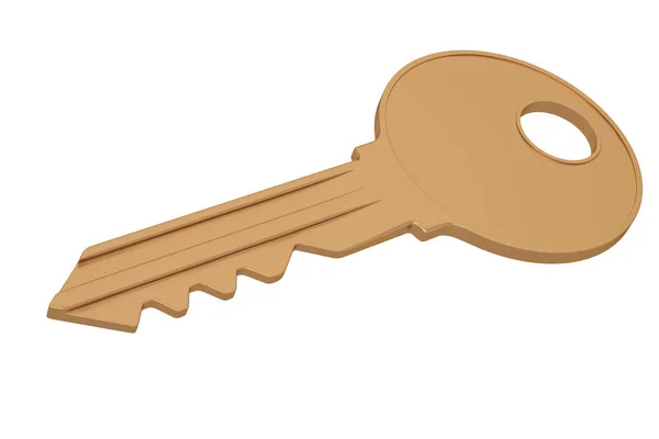 Copper key and label isolated on white background 3D illustratio — Stock Photo, Image