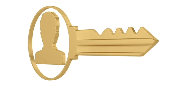 Headhunting Concept, Gold key with Man silhouette, 3D rendering — Stock Photo, Image