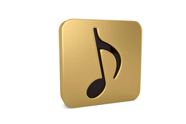 Nota musicale d'oro isolata su sfondo bianco Illustrazione 3D . — Foto Stock