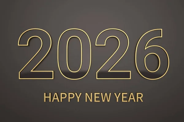 幸せな新年の背景黒の背景に3Dゴールド文字. — ストック写真