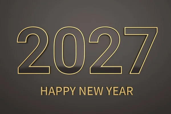 Felice anno nuovo sfondo 3D lettere d'oro su sfondo nero . — Foto Stock
