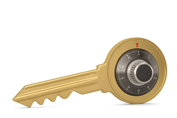 Χρυσό Κλειδί Κλειδαριά Ασφαλείας Απομονώνονται Λευκό Φόντο Διπλή Ιδέα Ασφαλείας — Φωτογραφία Αρχείου