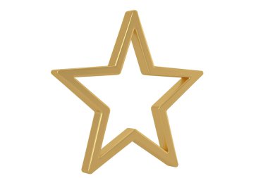 Beyaz arka planda izole edilmiş altın yıldız. 3B illüstrasyon.