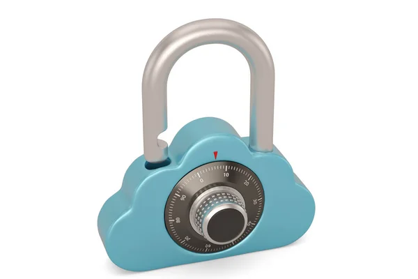 Cloud Security Concept Cloud Met Combination Lock Geïsoleerd Witte Achtergrond — Stockfoto