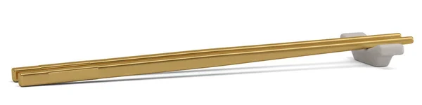 华丽的金色筷子 白色背景隔离 3D插图 — 图库照片