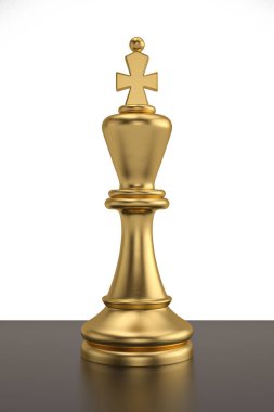 Satranç Kralı beyaz arka planda izole edildi. 3B illüstrasyon.