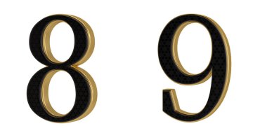 Beyaz arka planda izole edilmiş lüks altın rakam. 3B illüstrasyon.