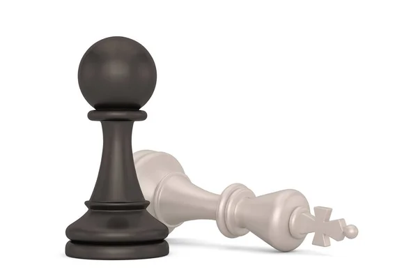 チェス ポーンとキングは白地に隔離された 3Dイラスト — ストック写真