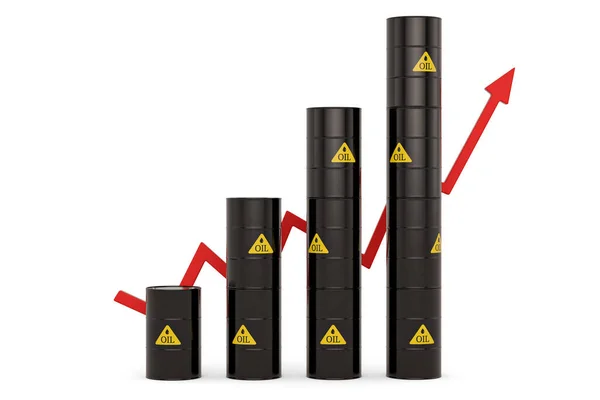 Oil Price Crisis Concept Oljefat Och Pil Isolerad Vit Bakgrund — Stockfoto