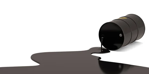 油漏健康风险油桶在白色背景下分离出来 3D插图 — 图库照片