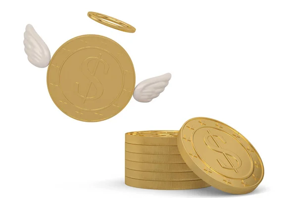 Монета Angel Gold Выделена Белом Фоне Иллюстрация — стоковое фото