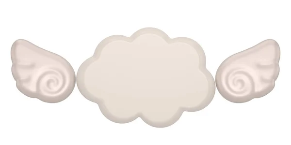 Облако Крыльями Изолированы Белом Фоне Иллюстрация — стоковое фото