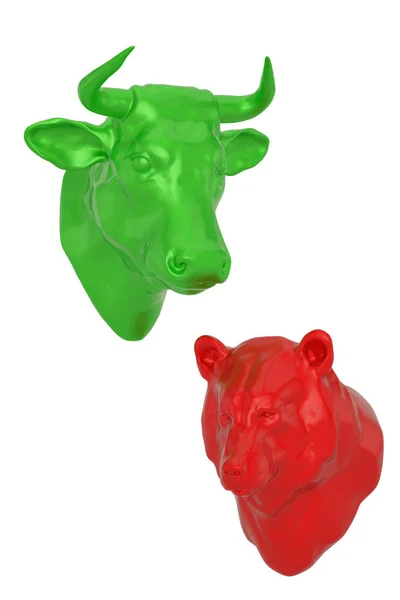 Bull Bear Market Stock Isolated White Background Illustration — Stock Photo, Image