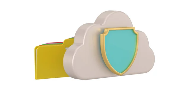 Folder Cloud Cloud Data Concept Geïsoleerd Witte Achtergrond Illustratie — Stockfoto