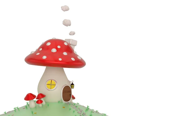 Paddenstoelen Huis Geïsoleerd Witte Achtergrond Illustratie — Stockfoto