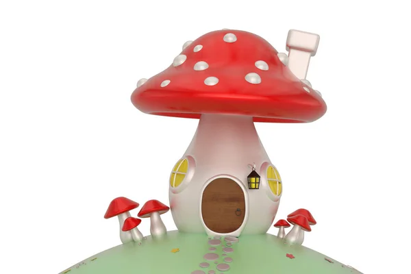 Mushroom House Isolated White Background Illustration — Stock Photo, Image