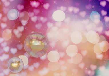 Renkli benekli arka planda kalpler. 3B illüstrasyon.