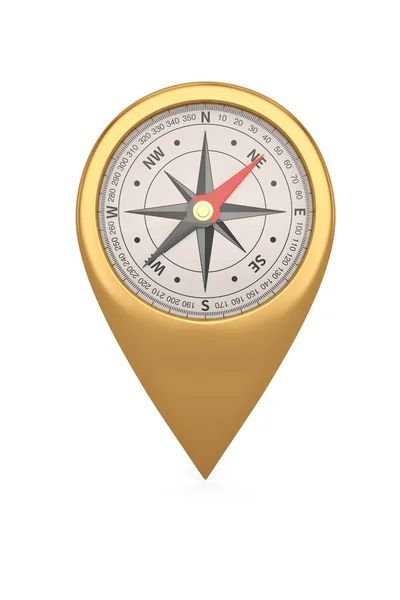 Cobre Pin Compass Isolado Fundo Branco Ilustração — Fotografia de Stock