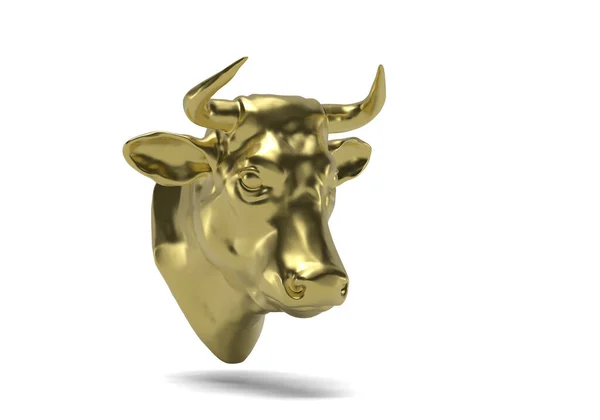 Gold Bull Head White Background Illustration — Stock Photo, Image