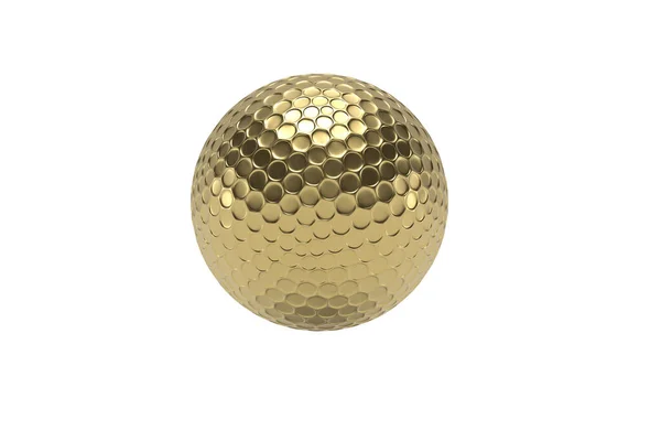 Gouden Golfbal Geïsoleerd Witte Achtergrond Illustratie — Stockfoto