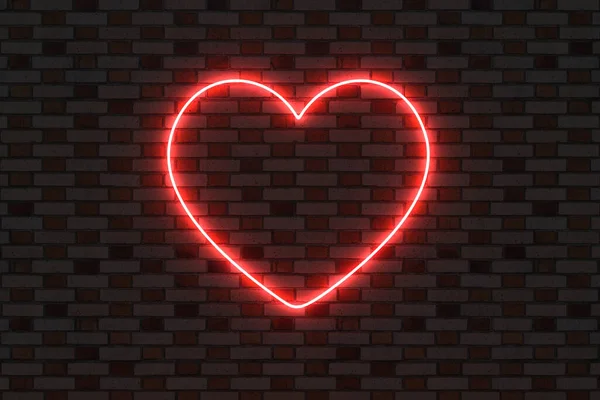 Brick wall with neon lights background. 3D illustration.