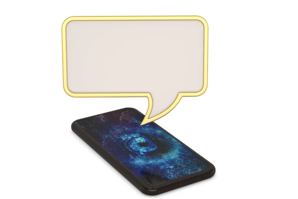 智能手机和对话框隔离在白色背景下 3D插图 — 图库照片