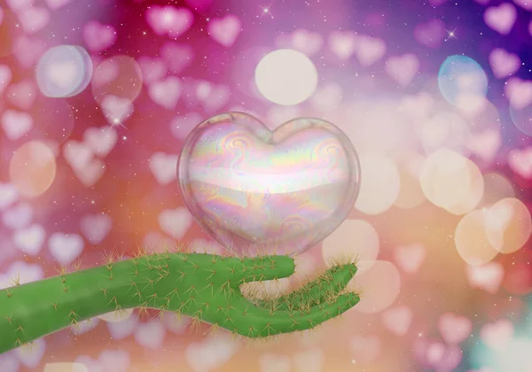 Bubble Heart Zeichen Auf Bunt Getupftem Hintergrund Illustration — Stockfoto