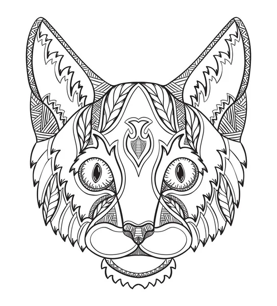 Cat head zentangle, doodle stylized, vector, illustration, freehand pencil, hand drawn, pattern. Zen art. Ornate vector. Lace. Color. — Stock Vector