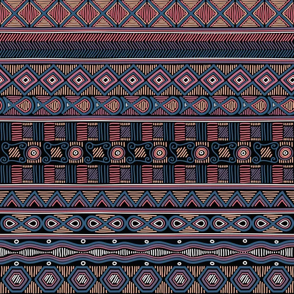 Геометрический этнический восточный бесшовный рисунок. Ручные каракули традиционный дизайн для ковров, обоев, текстиля и ткани. Вышивка стилизованная векторная иллюстрация — стоковый вектор