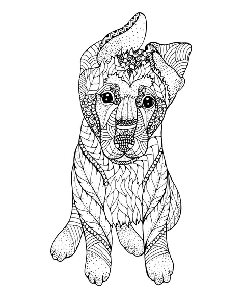 Berger allemand Chiot zentangle stylisé. Illustration vectorielle à main levée Illustrations De Stock Libres De Droits