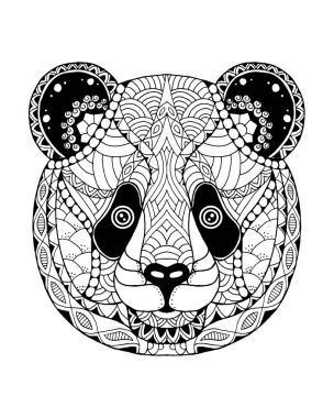 Stilize ayı panda zentangle. Serbest çizim vektör çizim