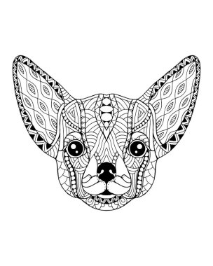 Stilize Chihuahua köpek zentangle. Serbest çizim vektör çizim.