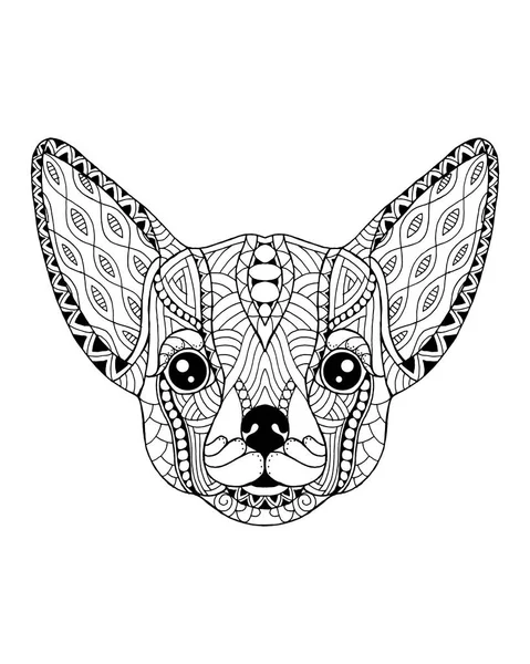 Chihuahua perro zentangle estilizado. Ilustración del vector Freehand . — Vector de stock